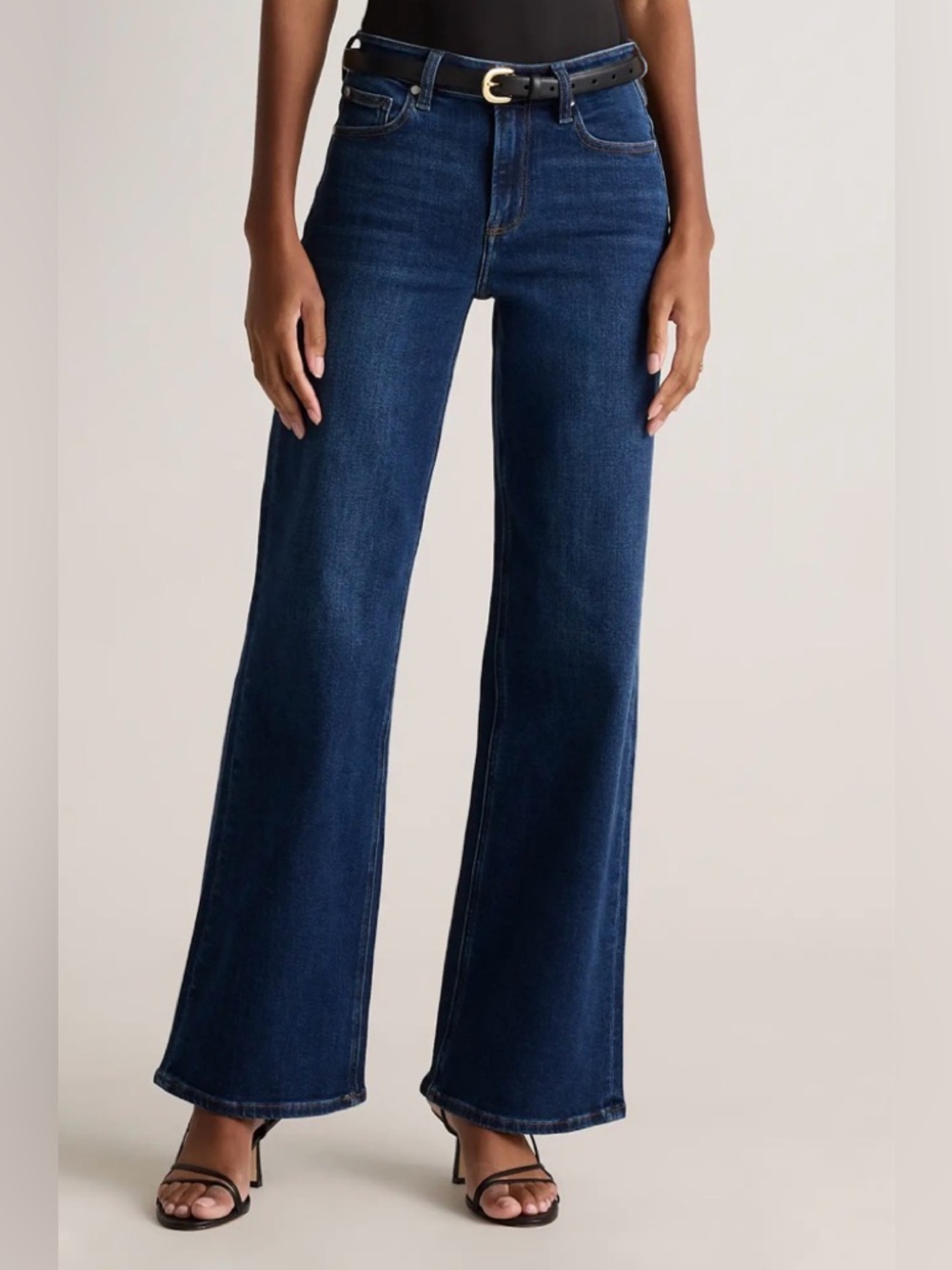 Quince Wide Leg Jeans in Dark Blue Denim
